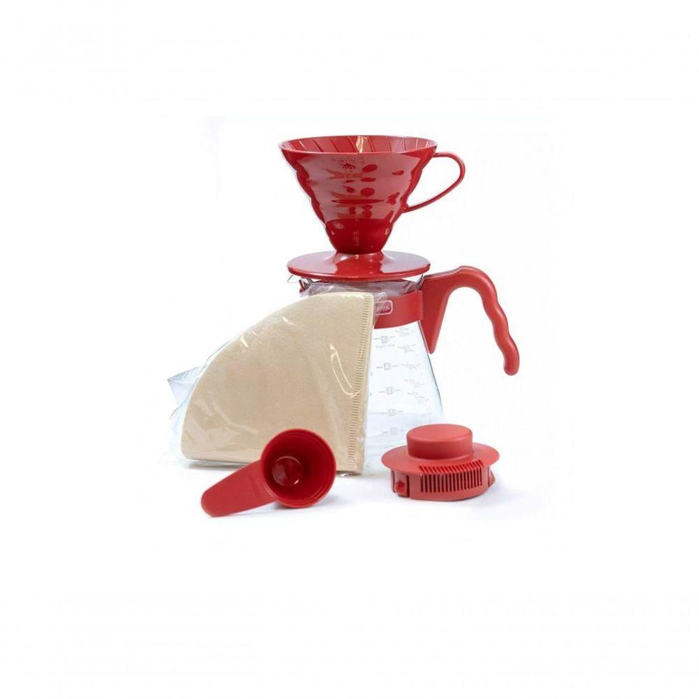 Conjunto Kit Hario V60 Vermelho Craft Coffee Maker