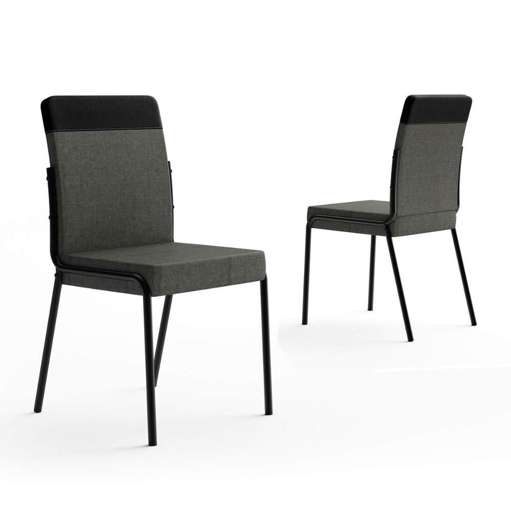 Conjunto 2 Cadeiras Duo 90cm Assento E Encosto Estofados Gra Cor:grafite Com Preto Grafite Com Preto