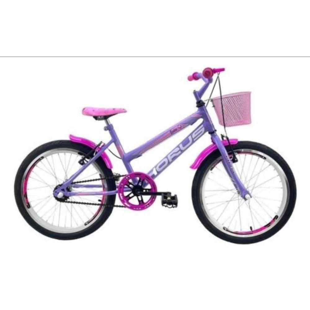 Bicicleta Infantil Aro 20 Feminina - Route Bike - Aro Aero Horus - Cestinha Lilas