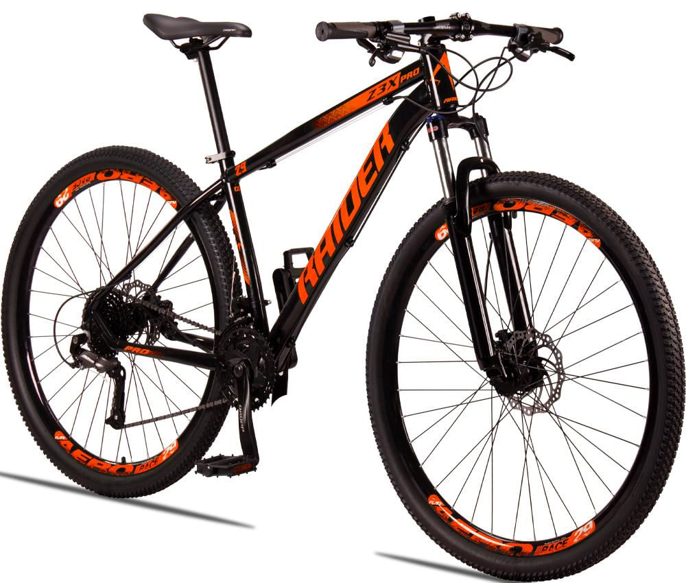 Bicicleta 29 Raider Z3X Pro 27V Câmbio Traseiro Shimano Altus ?Freio Hidráulico Suspensão com Trava 19 / Preto+laranja