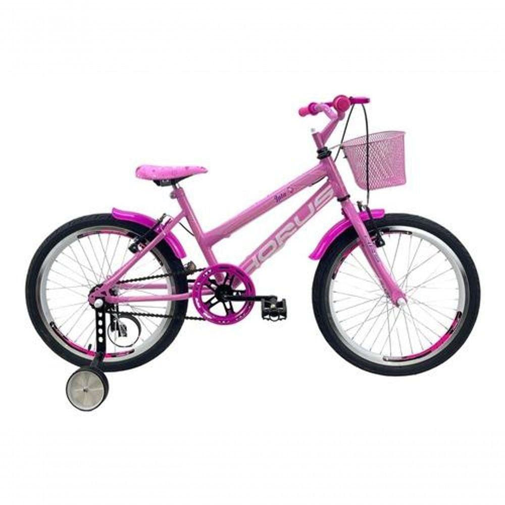 Bicicleta Infantil Aro 20 Feminina - Route Bike - Aro Aero - Cestinha - Rodinha Rosa