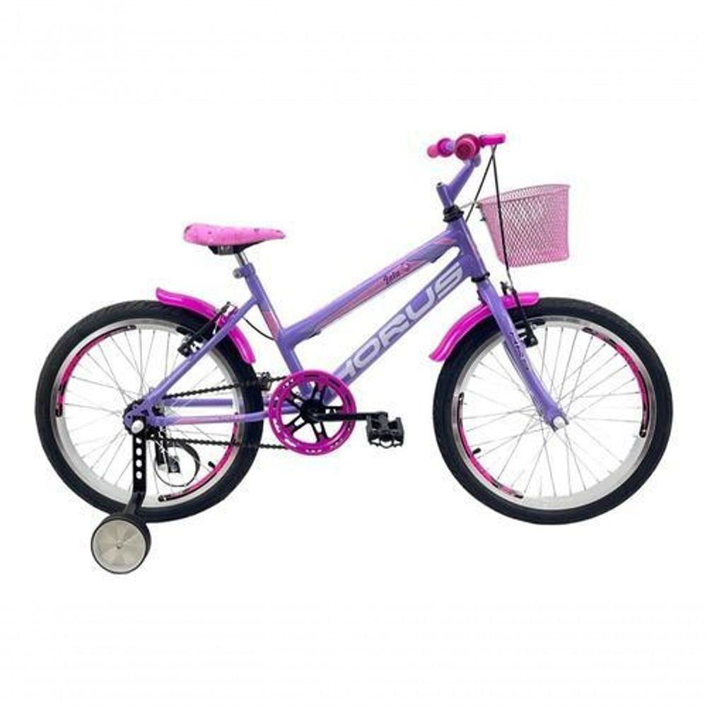 Bicicleta Infantil Aro 20 Feminina - Route Bike - Aro Aero - Cestinha - Rodinha Violeta
