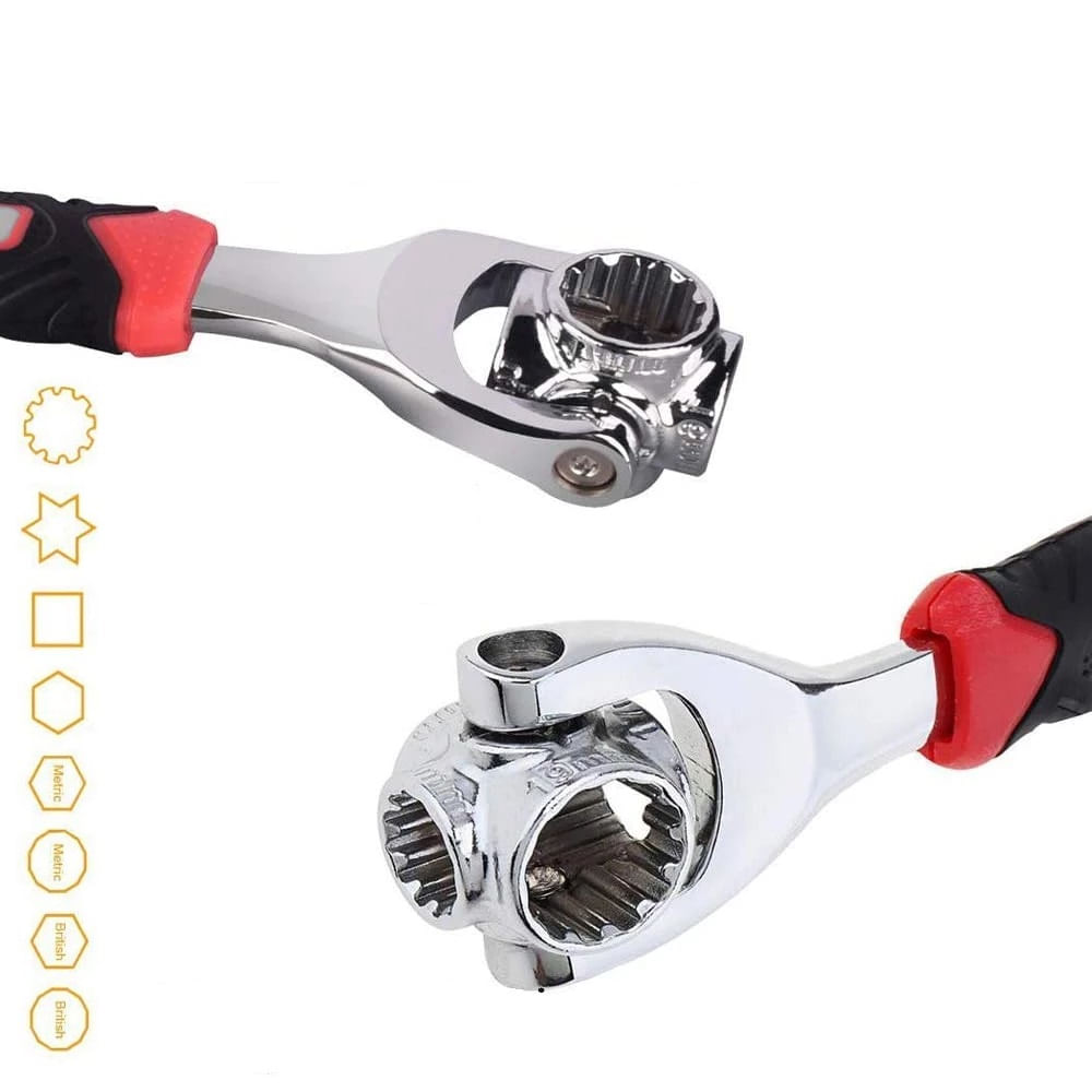 Chave universal 48 em 1 chave de soquete multifuncional com cabeça giratória de 360 graus, ferramenta de chave inglesa