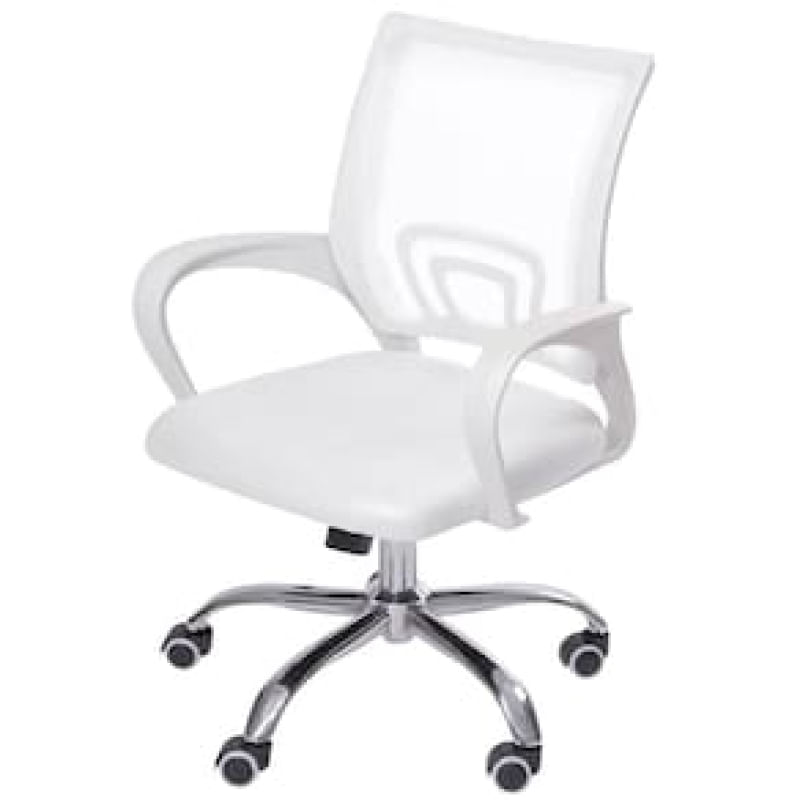 Cadeira de Escritório Giratória OR Design Tok Baixa com Regulagem de Altura, Apoio para os Braços e Sistema Relax Branco