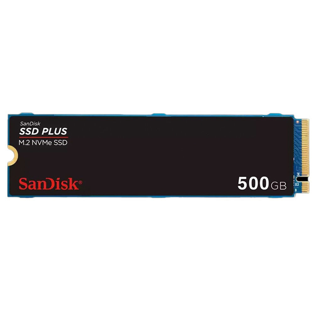 SSD SanDisk Plus 500GB NVMe M.2 2280 PCIe 3.0 2500 MB/s e 1500 MB/s - SDSSDA3N-500G-G26 Preto
