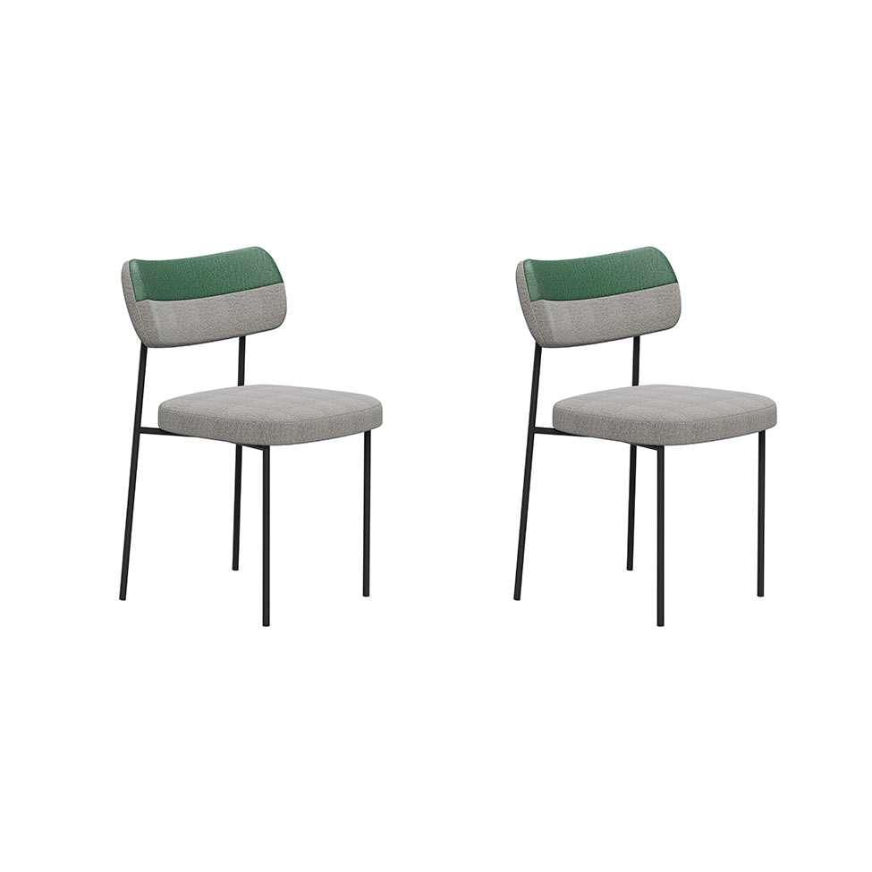 Conjunto com 2 Cadeiras Mona Linho Panama e Verde