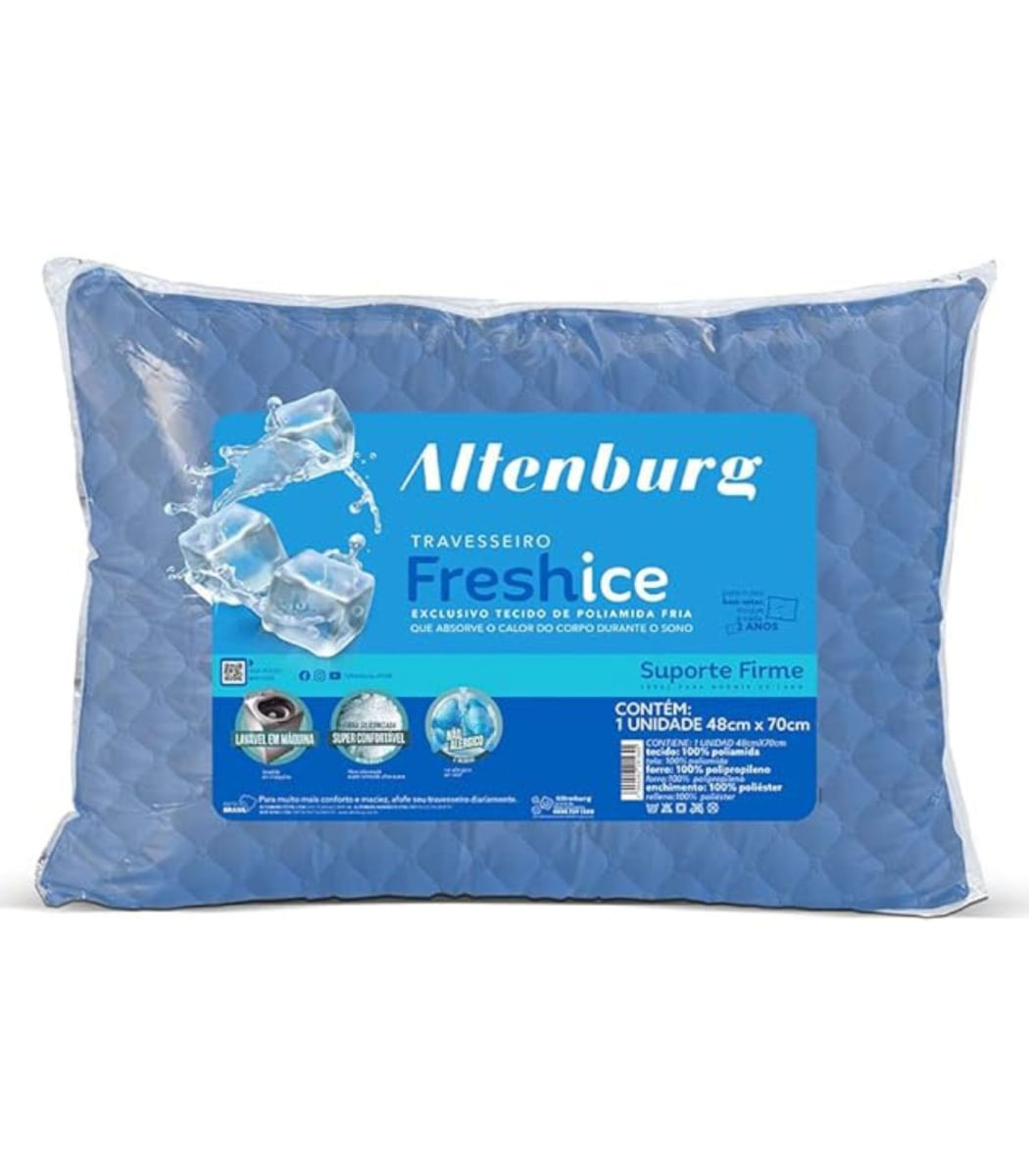 Travesseiro Altenburg Fresh Ice Azul Branco UN / Branco