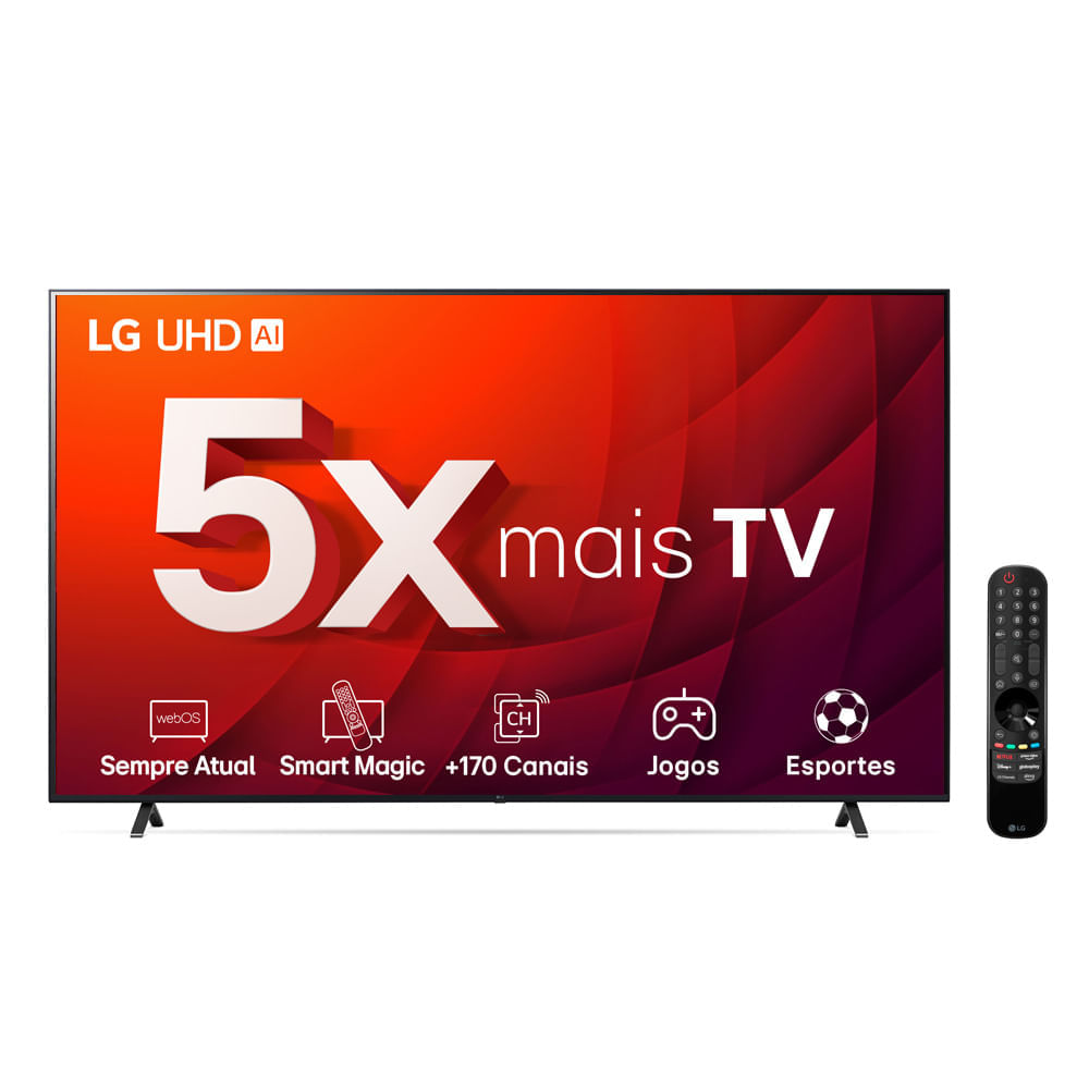 Smart TV LG 55" 4K Ultra HD 55UR8750PSA AI a5 Ger6 4K webOS 23 HDR10 Pro HDMI USB Wi-Fi Bluetooth