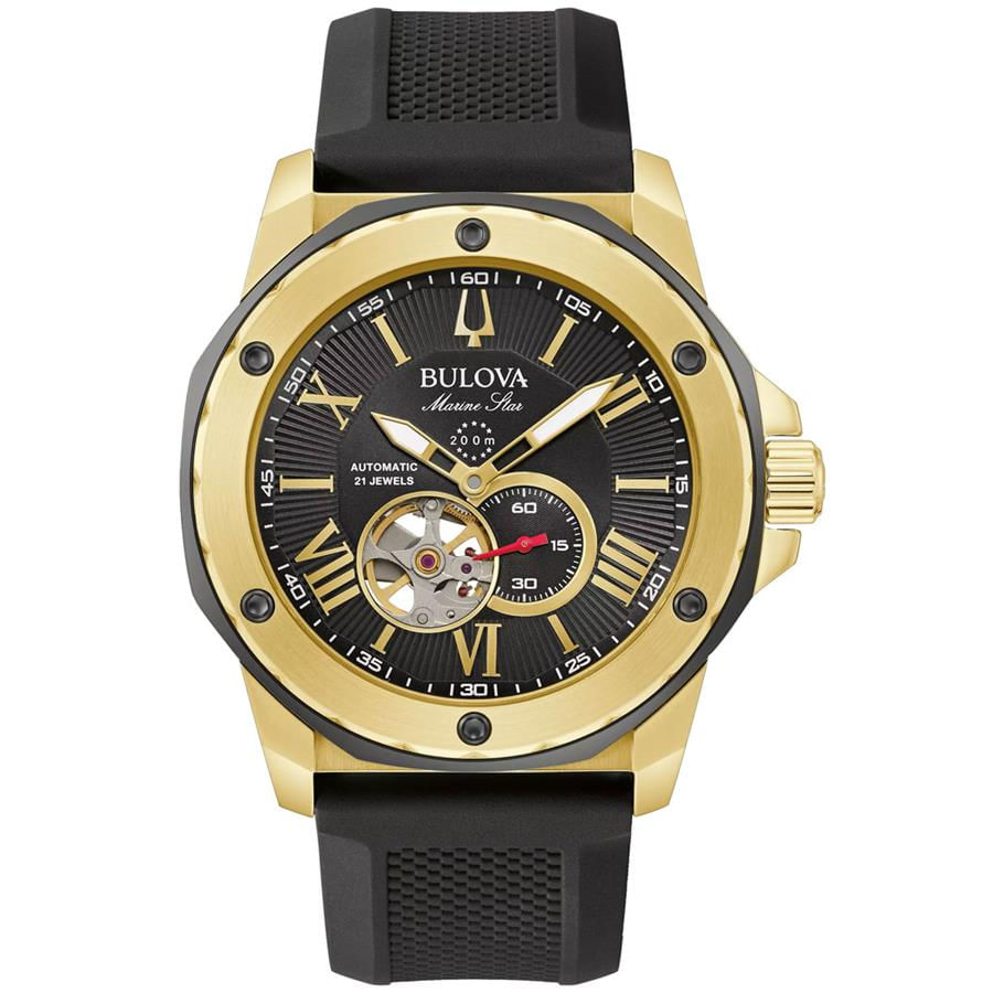 Relógio Bulova Masculino Ref: 98a272 Automático Dourado Marine Star