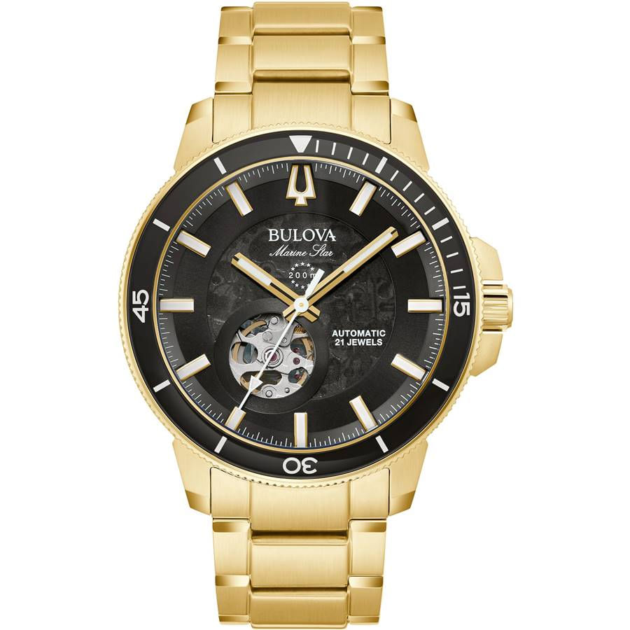 Relógio Bulova Masculino Ref: 97a174 Automático Dourado Marine Star