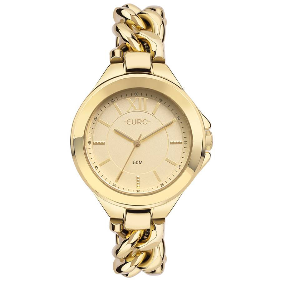 Relógio Euro Feminino Ref: Eu2033bk/4d Bracelete Dourado