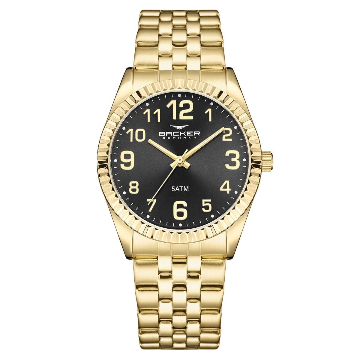 Relógio Backer Feminino Ref: 10304145f Pr Clássico Dourado