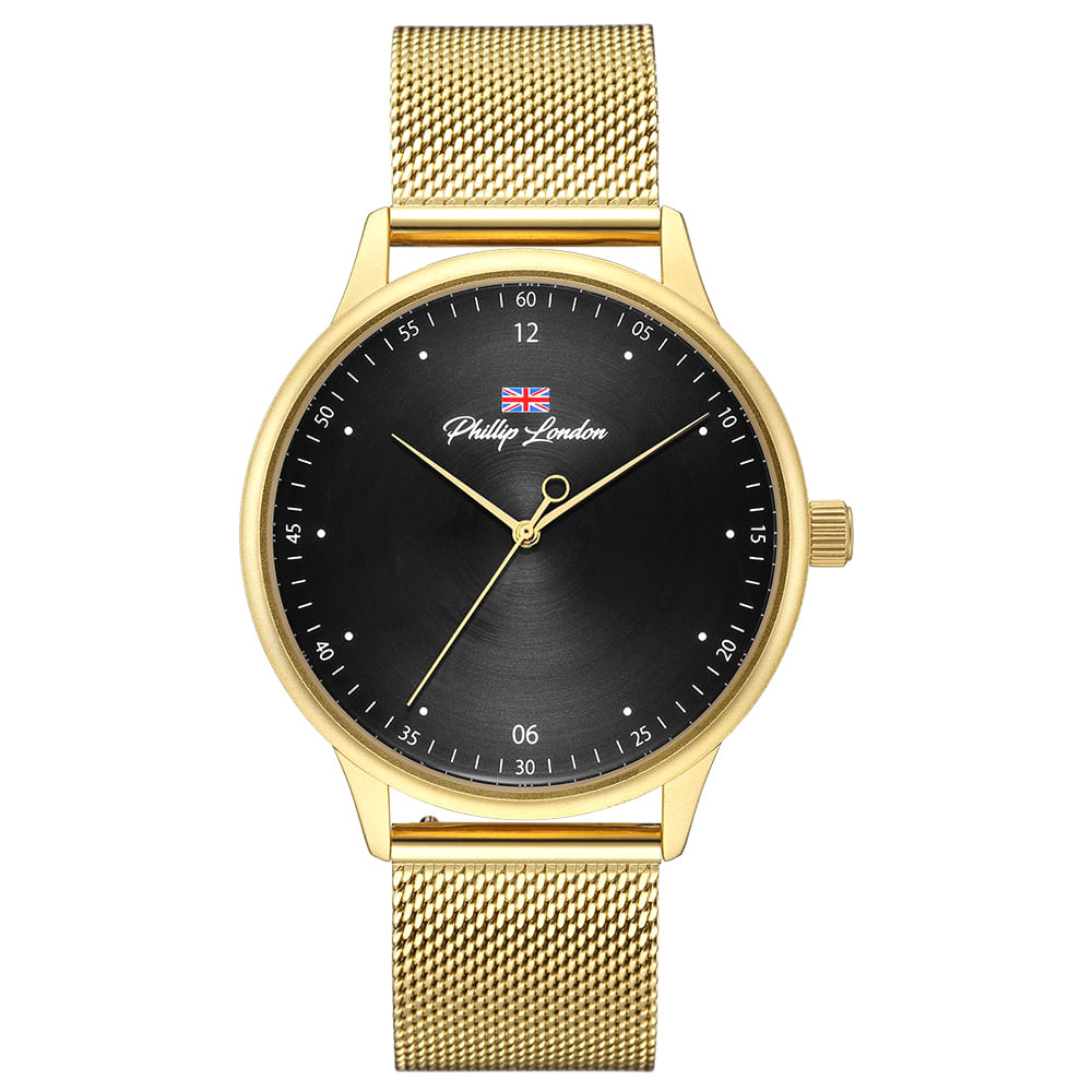 Relógio Philiph London Masculino Ref: Pl80285145m Pr N Casual Dourado