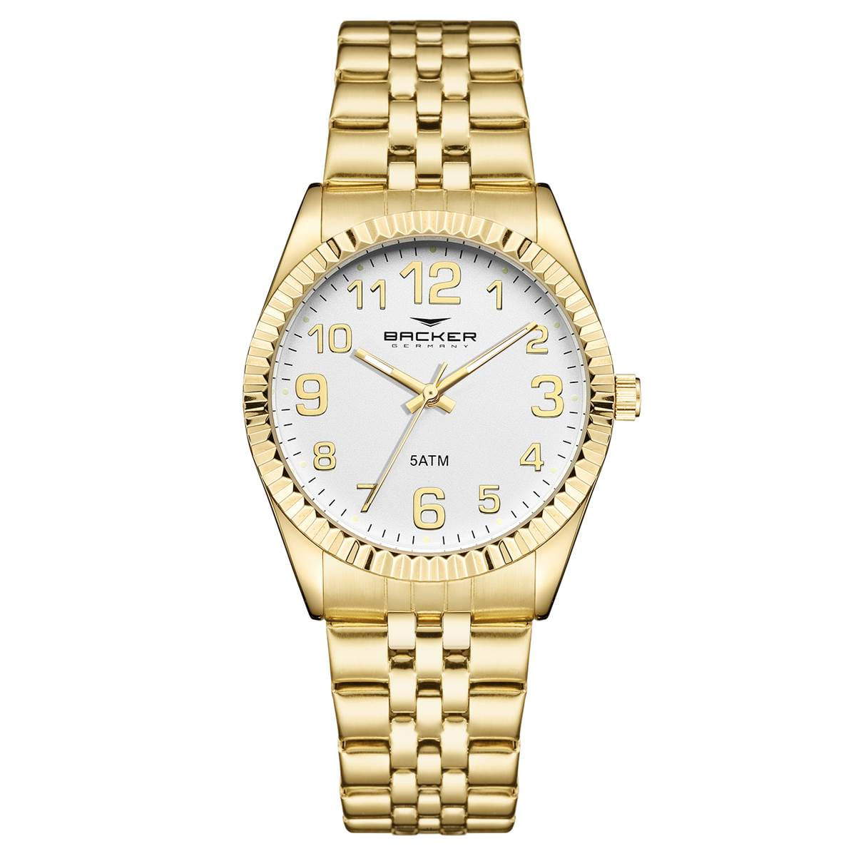 Relógio Backer Feminino Ref: 10307145f Br Clássico Dourado