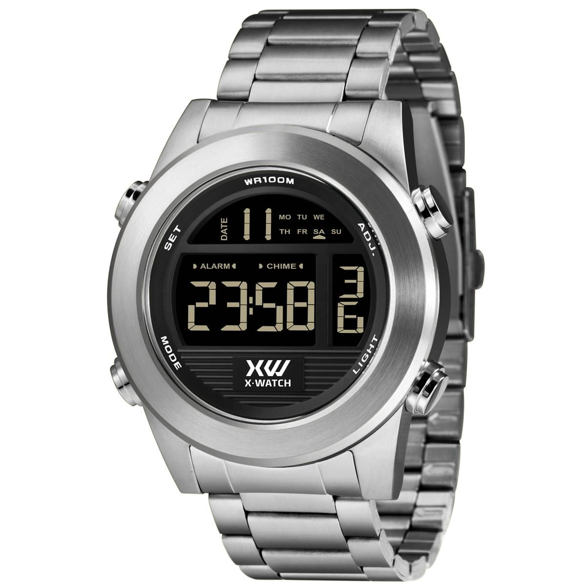Relógio X-Watch Masculino Ref: Xmssd003 P2sx Digital Aço Prateado
