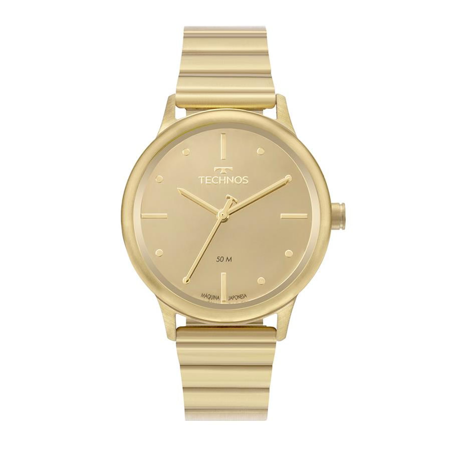 Relógio Technos Feminino Ref: 2036mqo/1d Espelhado Dourado