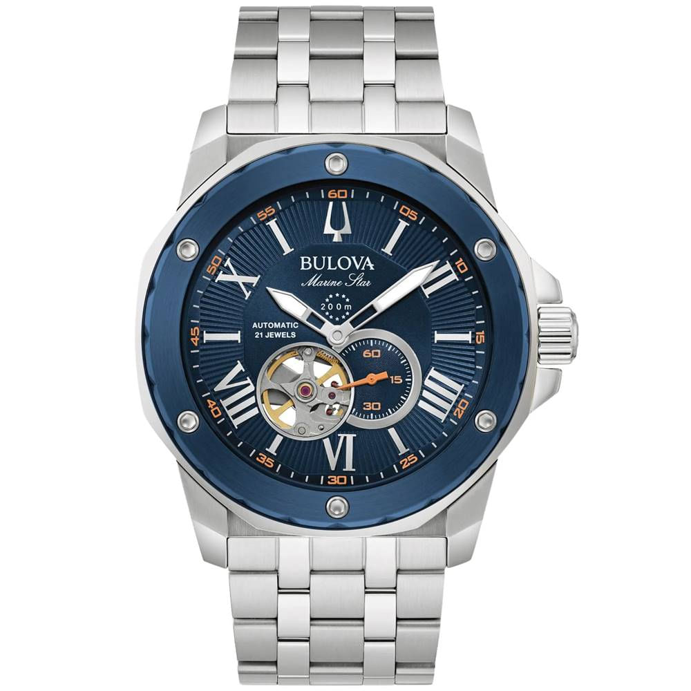 Relógio Bulova Masculino Ref: 98a302 Automático Prateado Marine Star