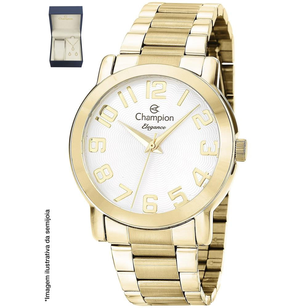 Relógio Champion Feminino Ref: Cn26144w Dourado + Semijoia