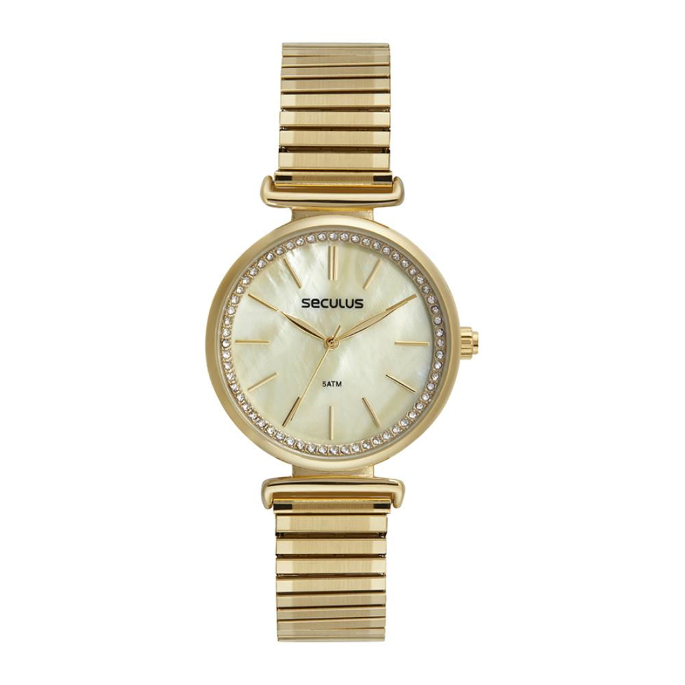 Relógio Seculus Feminino Ref: 77226lpsvds1 Fashion Mola Dourado