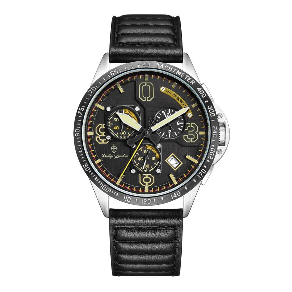 Relógio Phillip London Masculino Ref: Pl80381612m Pr N Cronógrafo Prateado