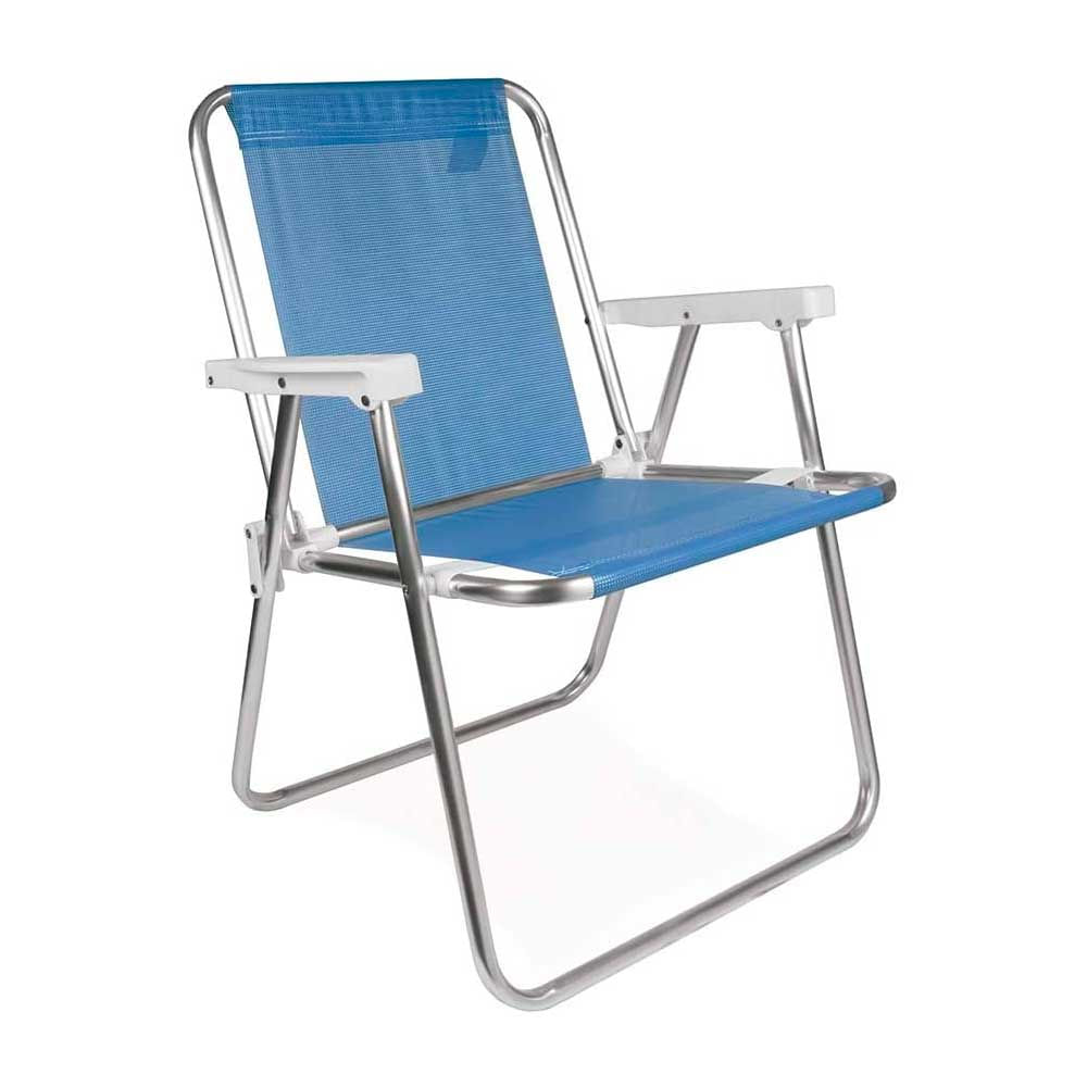 Cadeira de Praia Mor Alta em Aluminio e Sannet Azul 002274