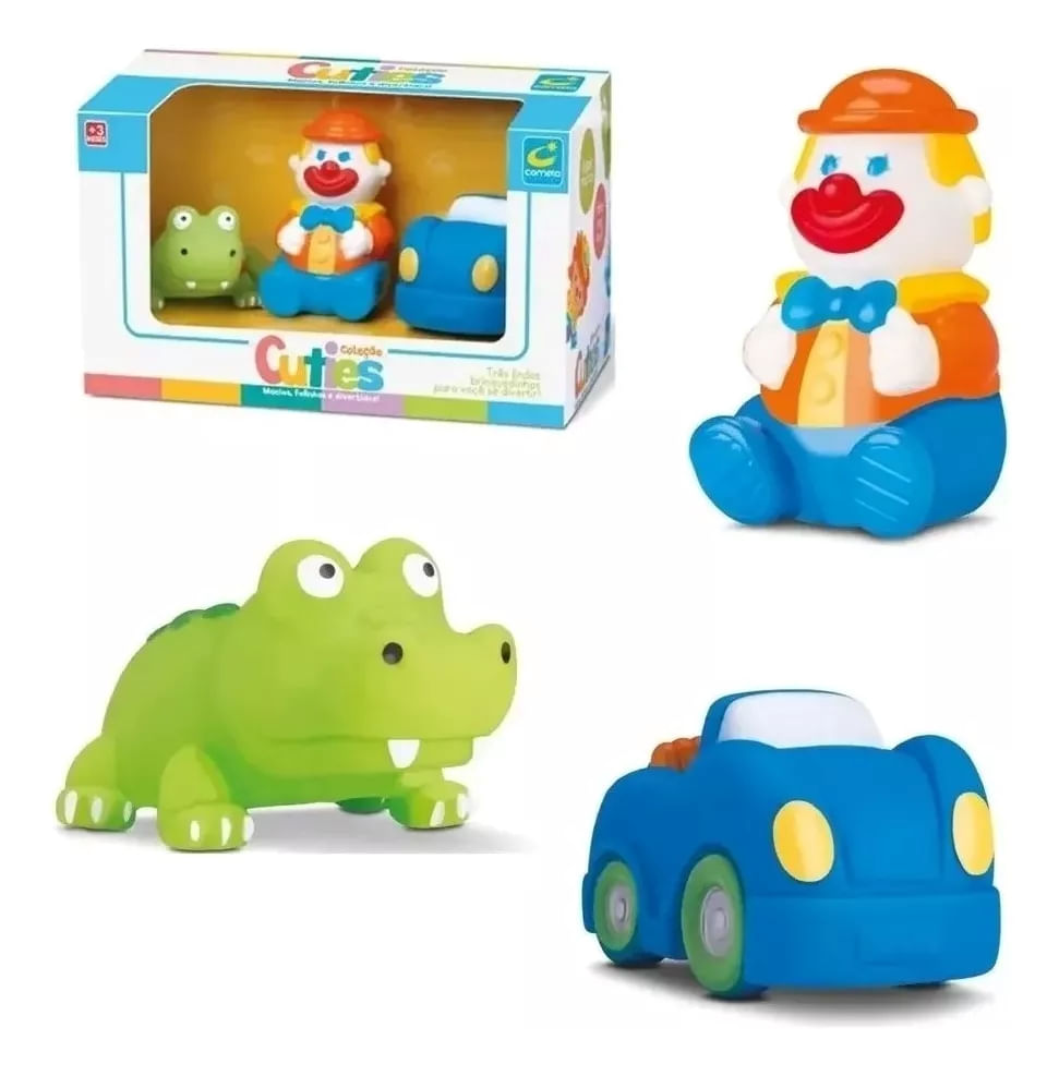Coleção Trio Cuties Brinquedos De Vinil Para Bebê - Cometa