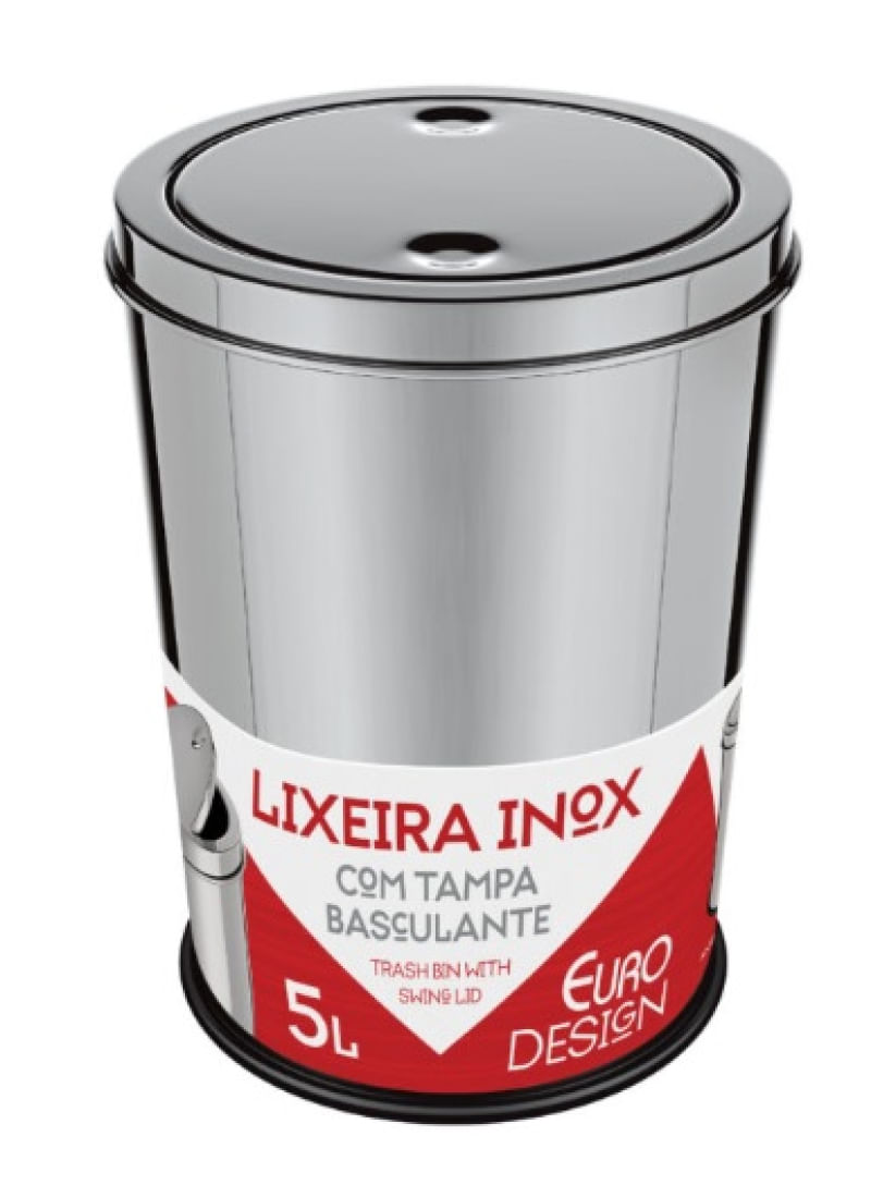 Lixeira Euro Inox com Tampa Basculante 5L LIX1430