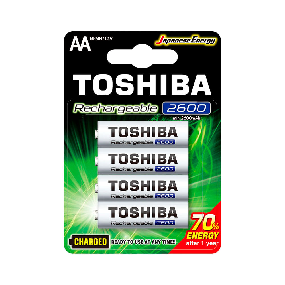 Cartela C/ 4 Pilhas Recarregáveis Toshiba AA 1,2V 2600 mAh - AC2912