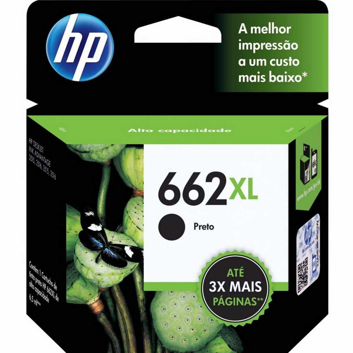 CARTUCHO HP 662XL PRETO 6,5ML ORIGINAL
