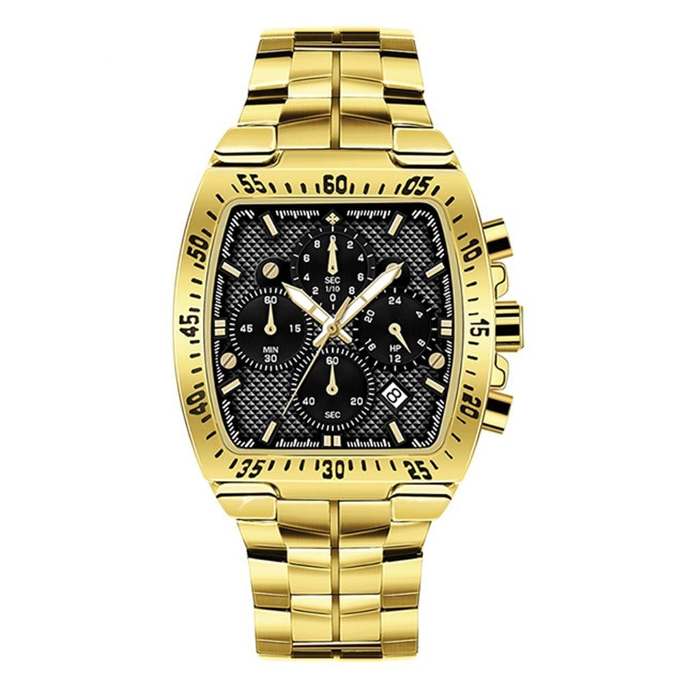 Relógio Wwoor Masculino Militar Luxo Quartzo - Gold / Black