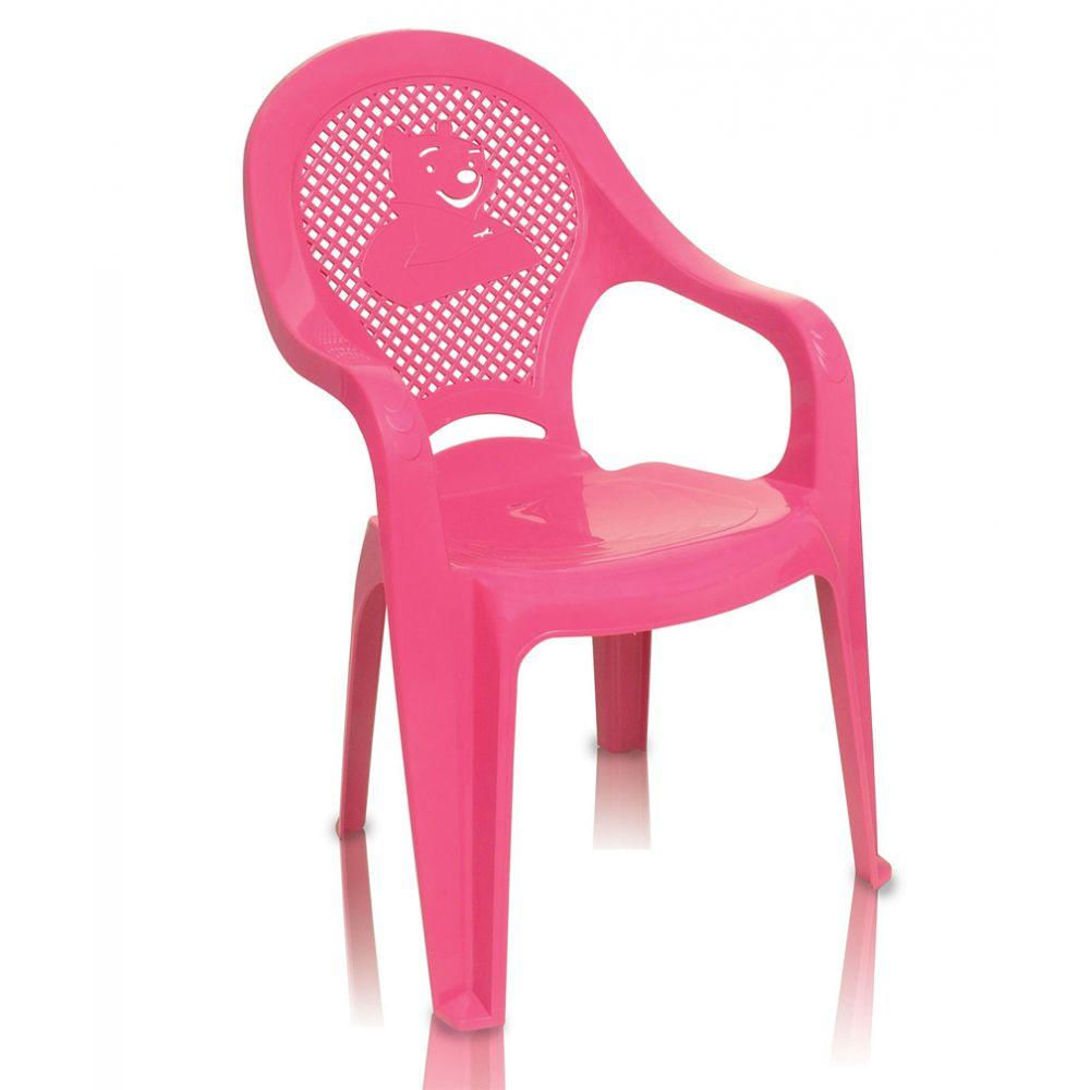 Cadeira Infantil Poltrona Decorada Plástico Rosa Antares