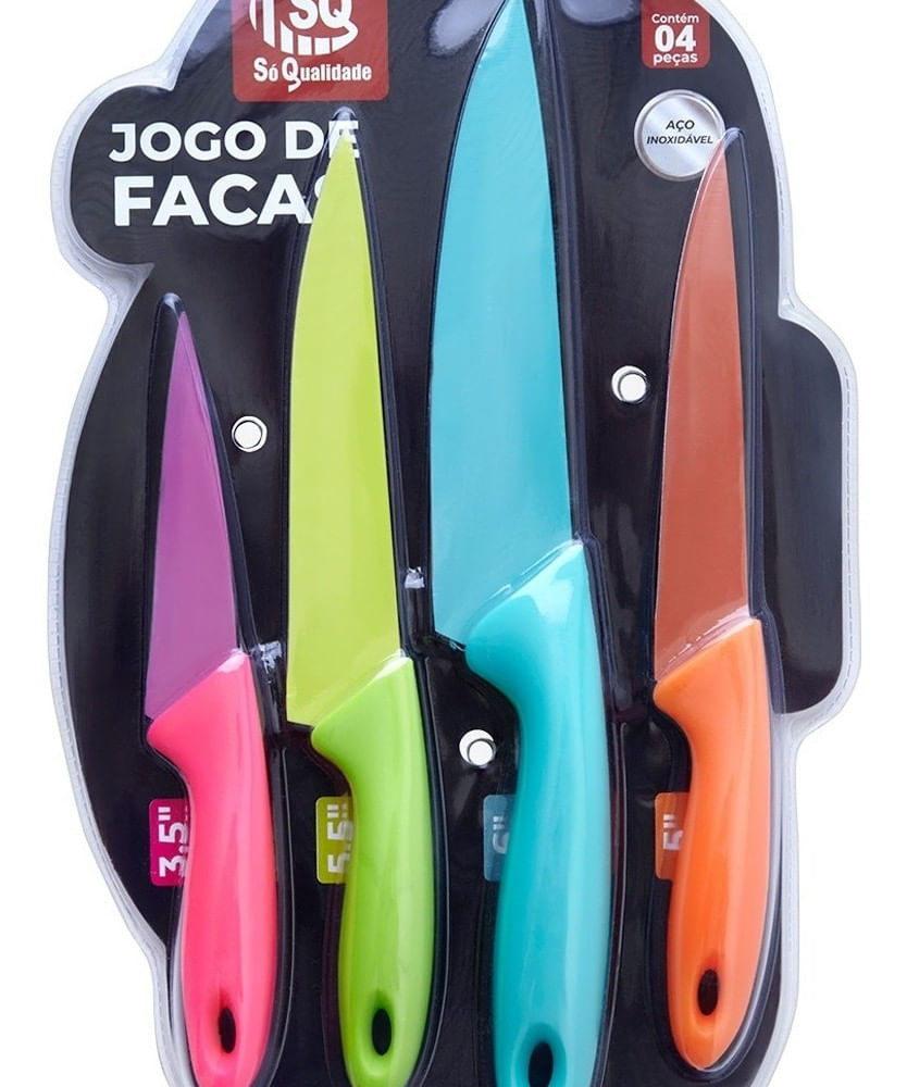 WE DROP - Jogo de facas aço inoxidável colorida Cozinha kit com 4 facas coloridas faca cozinha