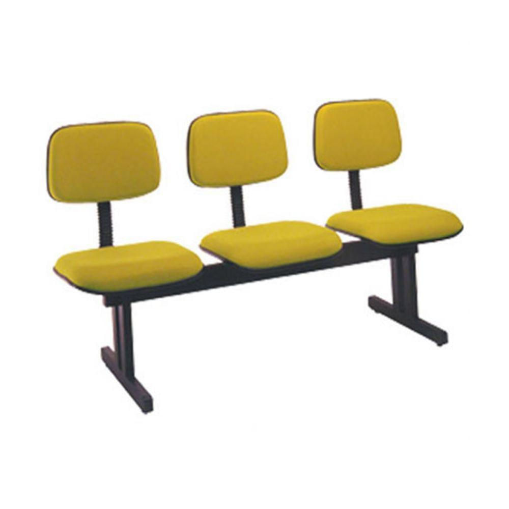 Cadeira Secretária Em Longarina Com 3 Lugares Amarelo