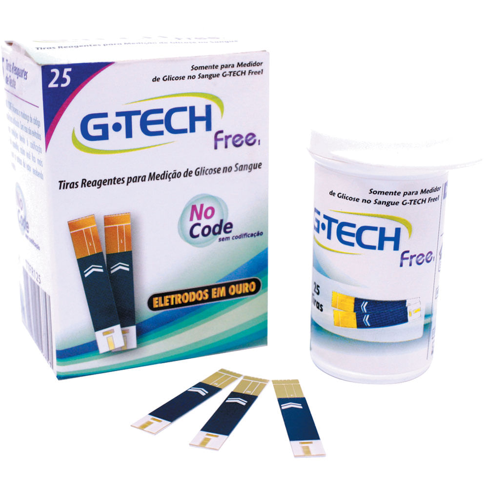 Tiras para Teste de Glicose com 25 Unidades G-Tech Free