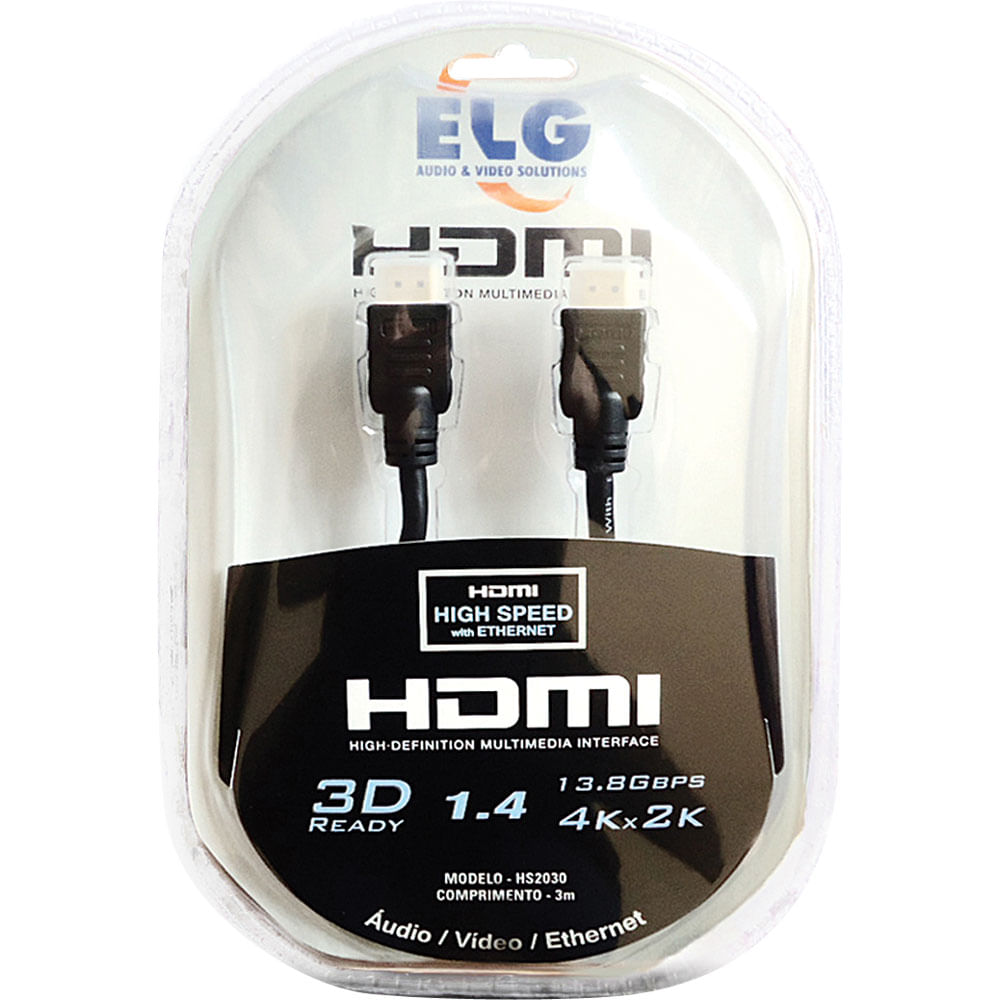 Cabo HDMI 1.4 High Speed com Ethernet 5m ELG HS2050