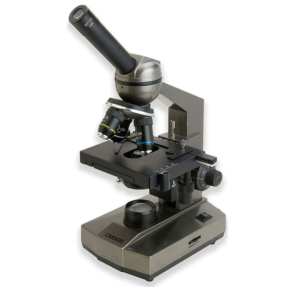 Microscópio Biológico 100X-1000X com platina mecânica e adaptador para SmartPhone