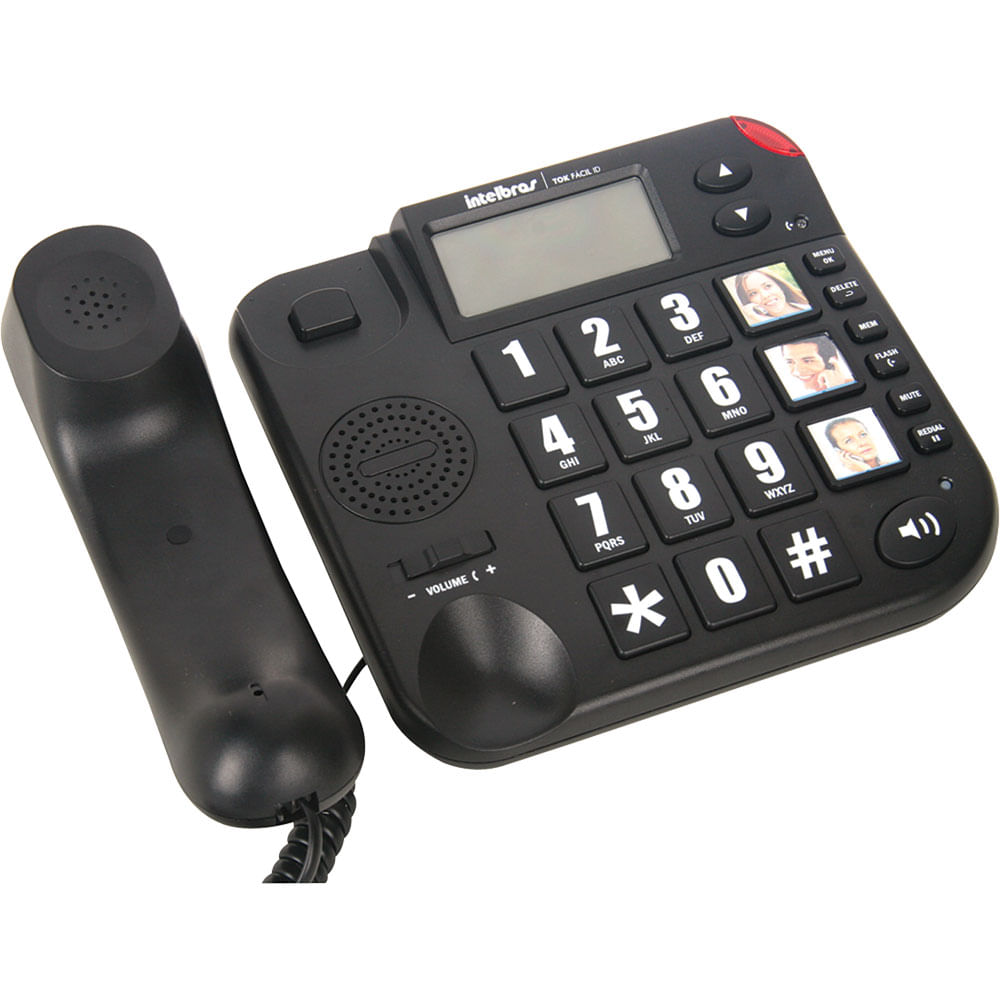 Telefone com Identificador Viva Voz Teclas Grandes Tok Fácil ID Intelbras - Preto