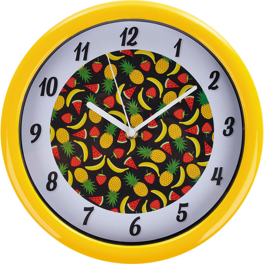Relógio 26cm Redondo Grande Cazza Frutas