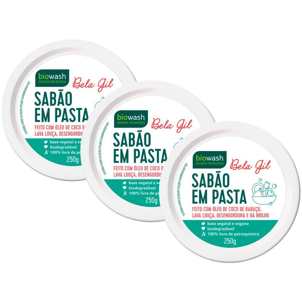 Kit 3 Sabão Em Pasta Louças Vegano Biodegradável Biowash