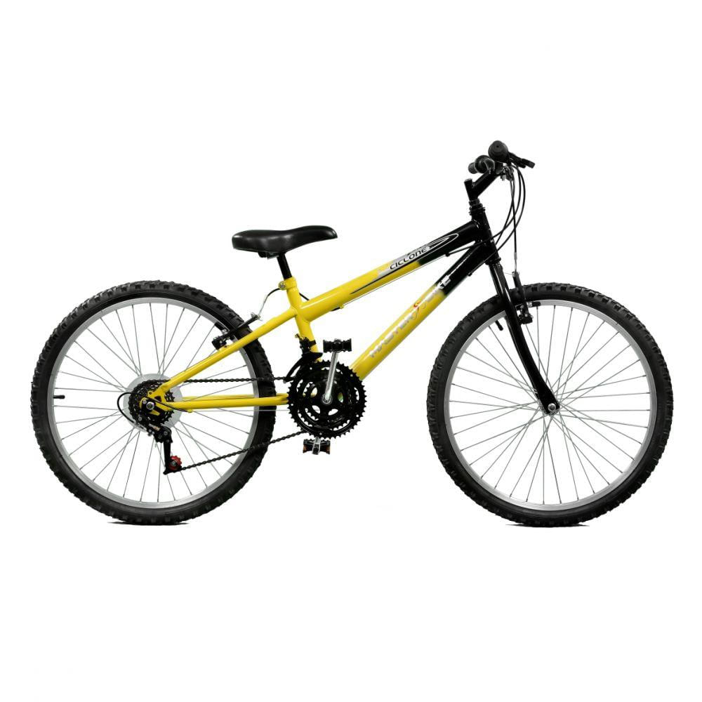 Bicicleta Aro 24 Masculina Ciclone Plus 21 Marchas Amarelo com Preto Master Bike