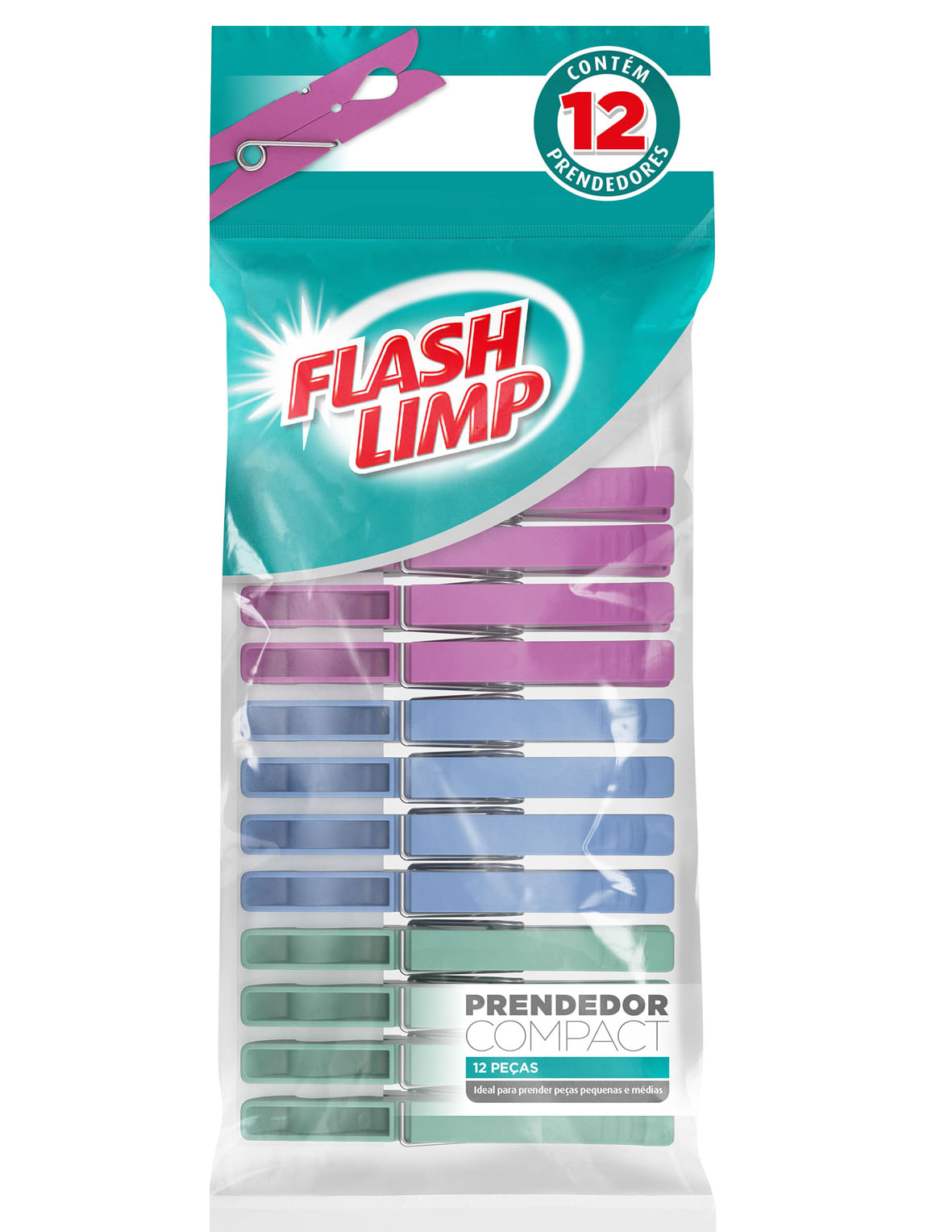 Conjunto 12 Prendedores Compact Flash Limp