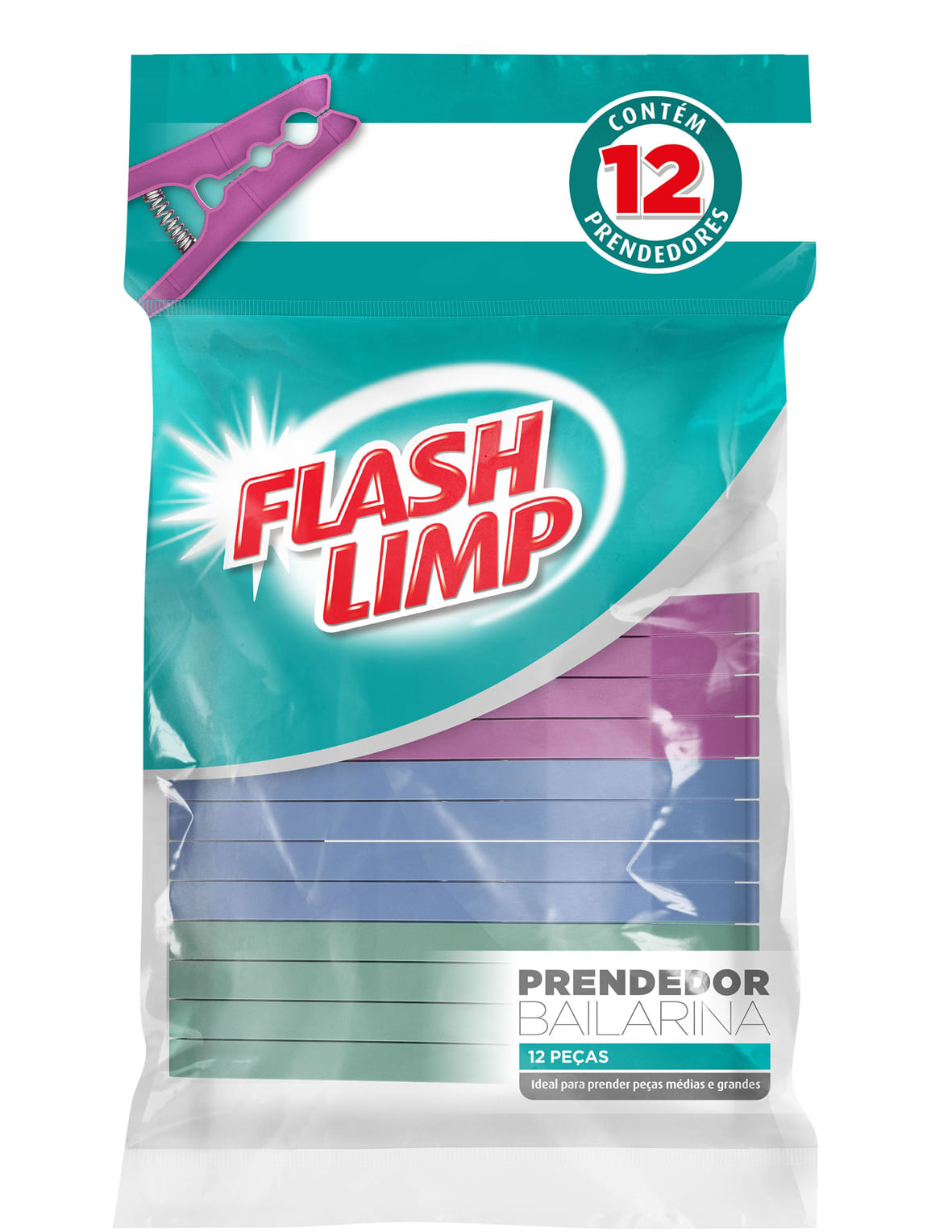 Conjunto 12 Prendedores Bailarina Flash Limp