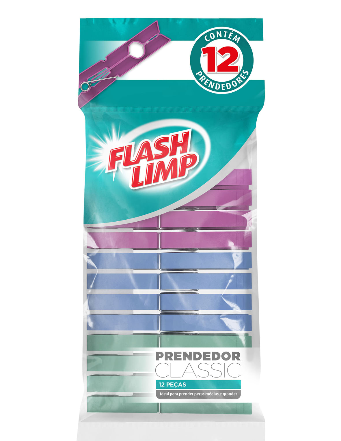 Conjunto 12 Prendedores Classic Flash Limp