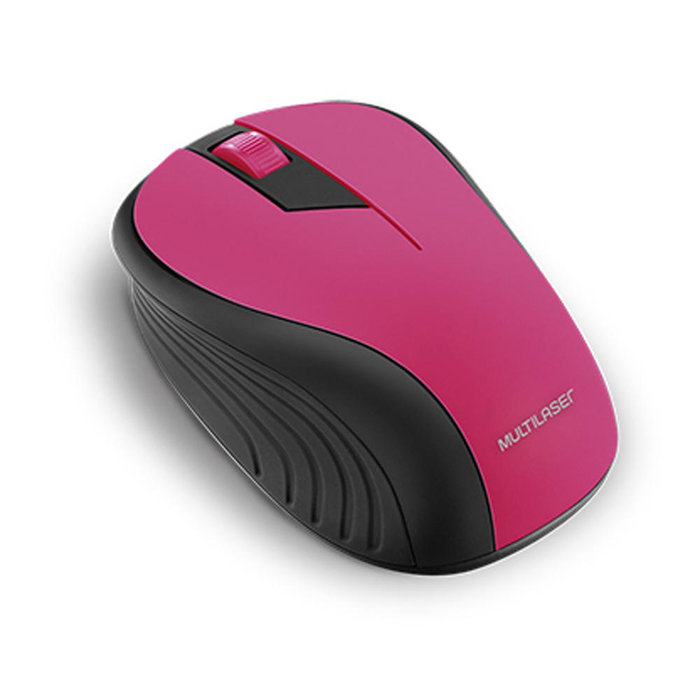 Mouse sem Fio USB Multilaser MO214 Rosa