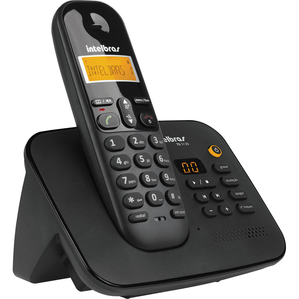 Telefone sem Fio com Identificador e Secretária Intelbras TS3130 Preto