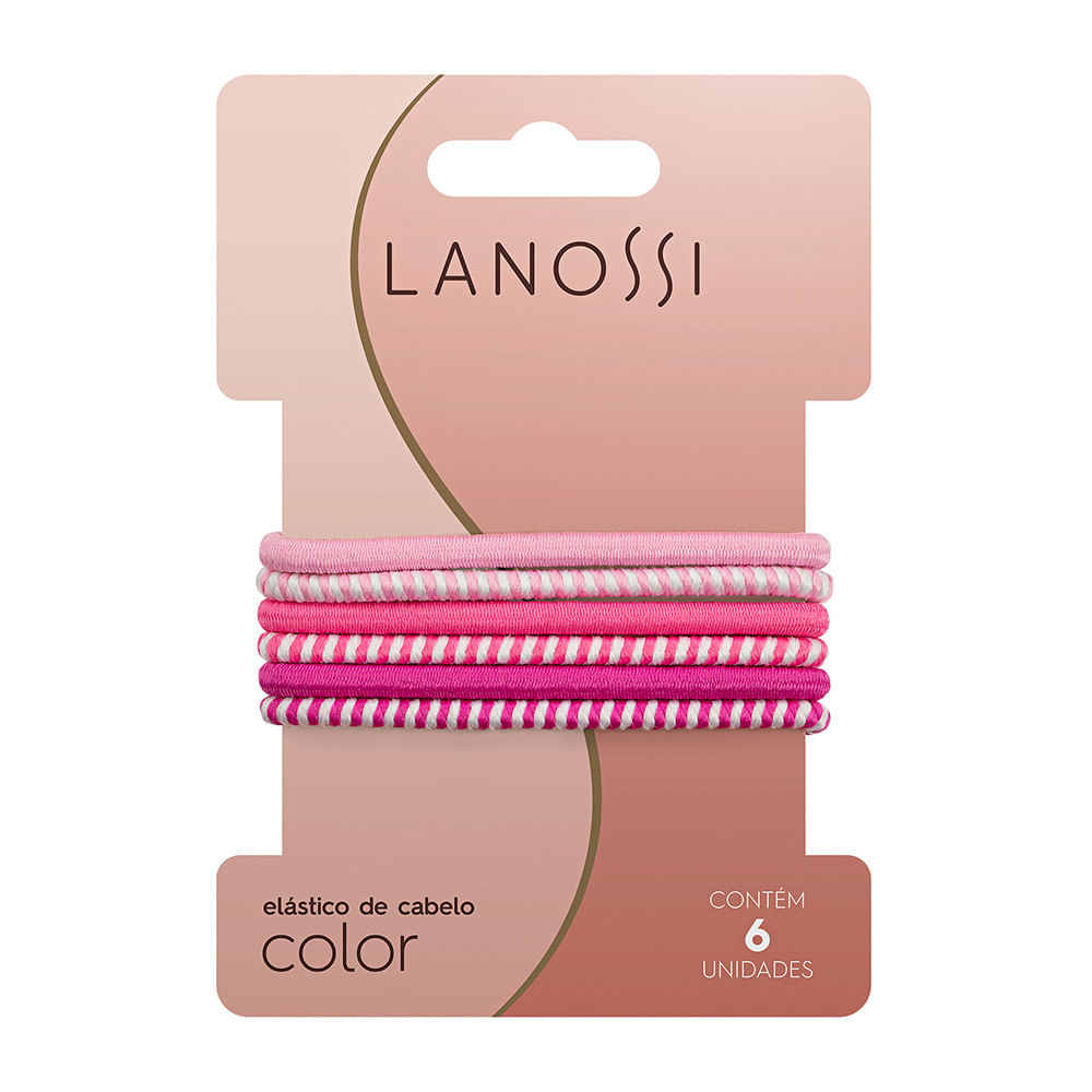 Elástico de Cabelo Hair Ties Daily Pink Lanossi 6 Unidades