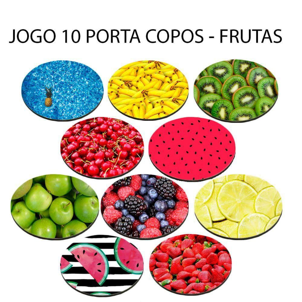 Jogo 10 Porta Copos Coleção Frutas E Flores Redondo