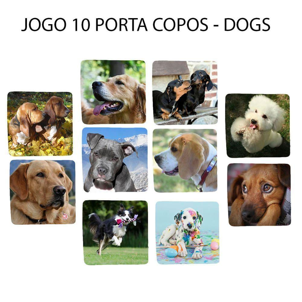 Jogo 10 Porta Copos Personalizado Dog Cachorro Linha Pet Quadrado