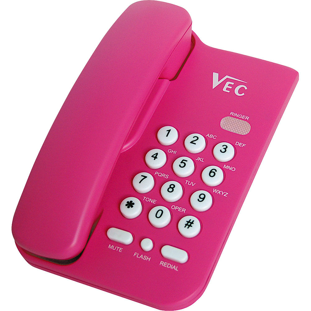 Telefone com Bloqueador Vec KXT3026 Rosa