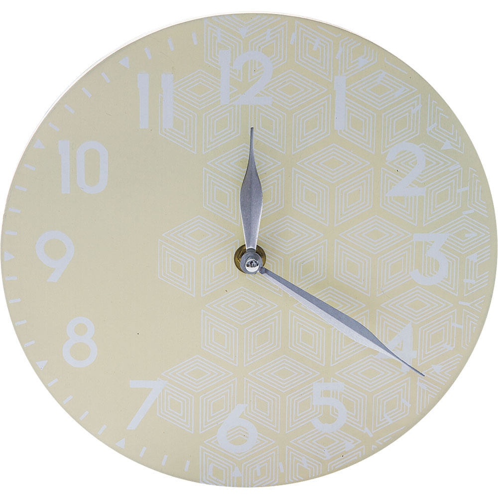 Relógio de Parede 22cm MDF Cazza Geométrica Bege